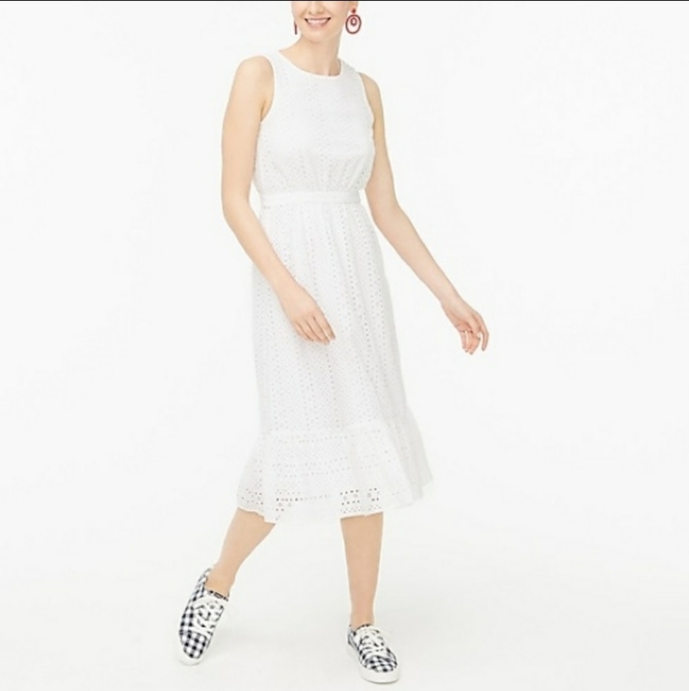 J.crew white eyelet midi dress